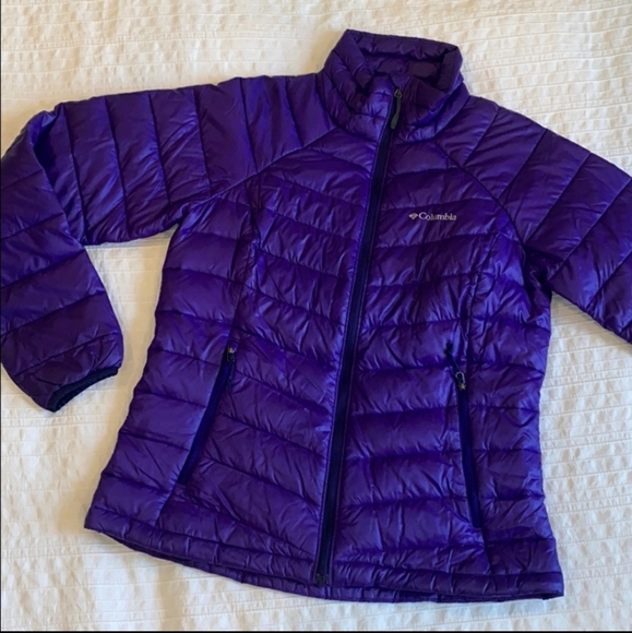 Purple long turbodown jacket coat Clearance